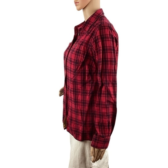 Duluth Trading Button Down Flannel Top Size S Red Plaid - Picture 4 of 6